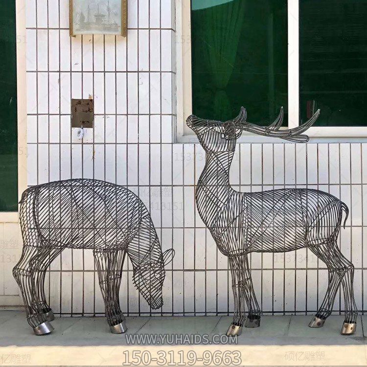 庭院公园不锈钢镂空小鹿雕塑