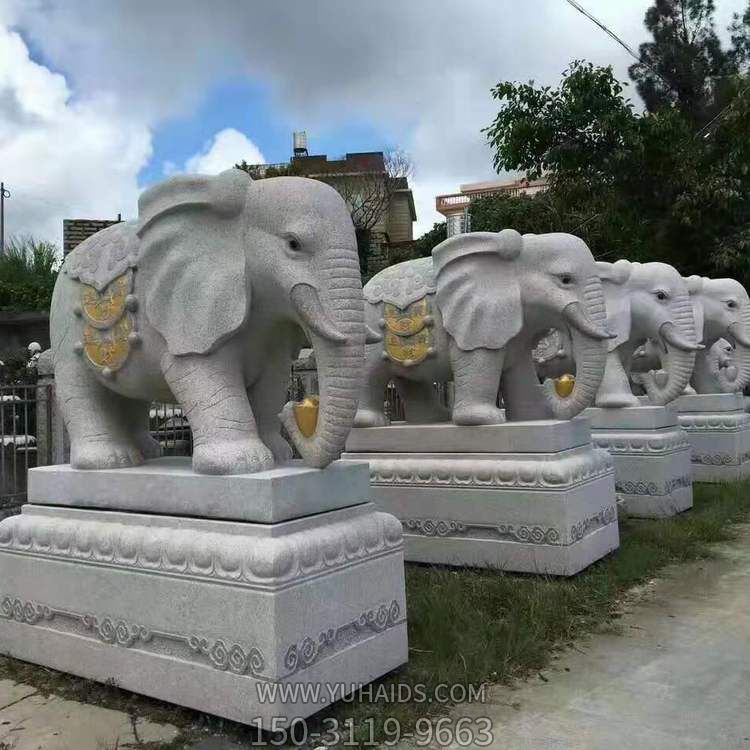 别墅小区大理石花岗岩石雕大象雕塑