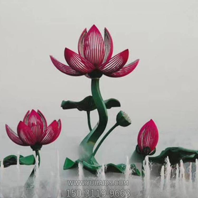 广场不锈钢花朵造型水景观雕塑