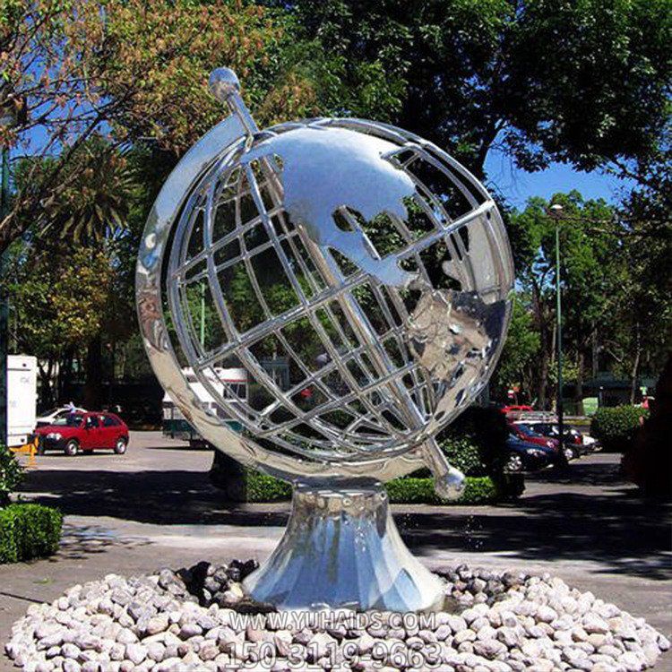 不锈钢镜面镂空镜面地球仪雕塑