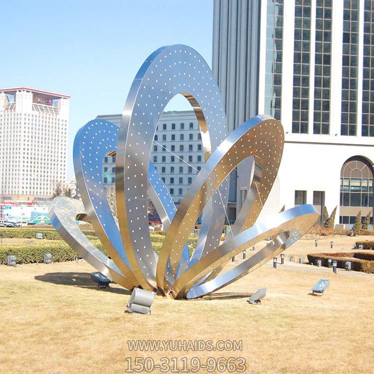 公园大型创意不锈钢镂空个性圆环雕塑
