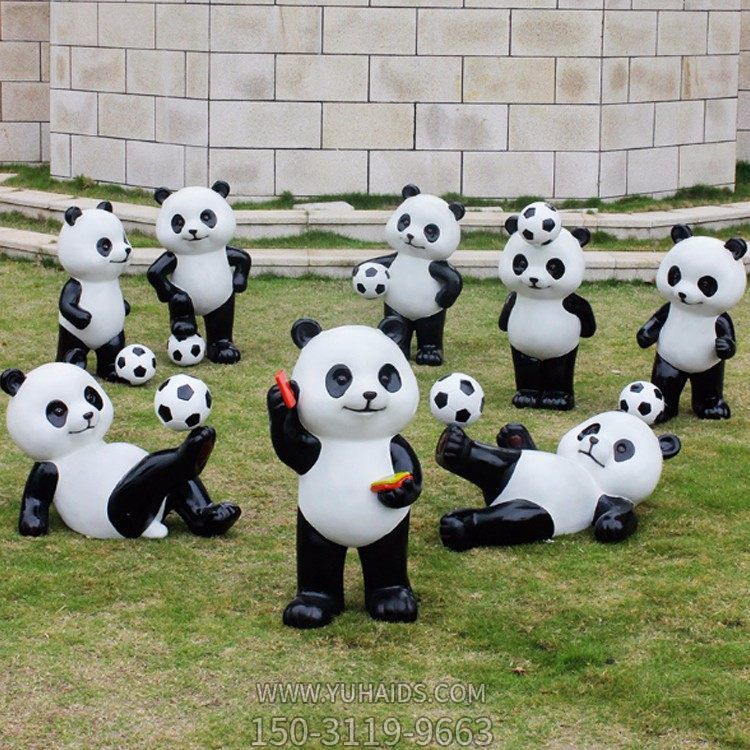 仿真熊猫雕塑 户外玻璃钢动物摆件 商场景观花园庭院装饰品