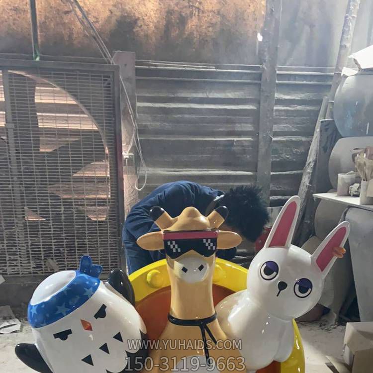 卡通彩绘玻璃钢幼儿园摆件雕塑