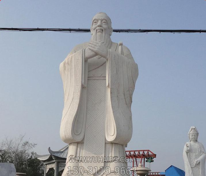 广场大型孔子汉白玉石雕塑 广场大型孔子汉白玉石雕塑