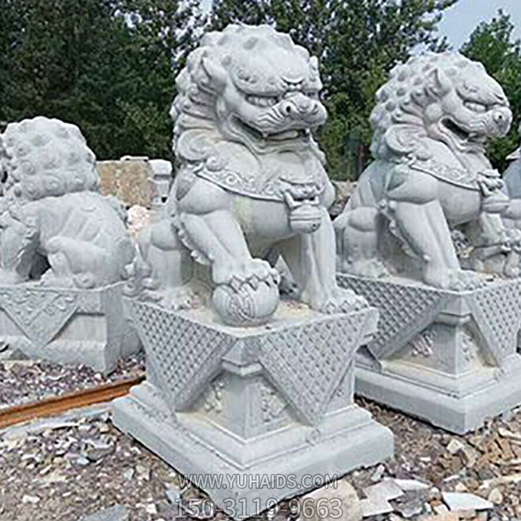 青石浮雕庭院公司大门镇宅招财石狮子摆件雕塑