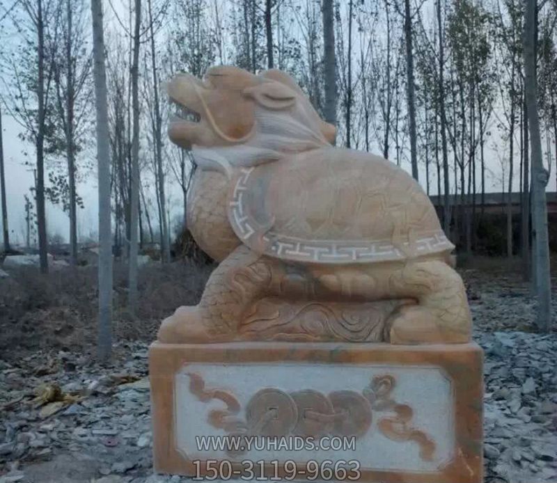 街道摆放的花岗岩石雕创意龙龟雕塑