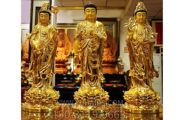 三圣雕塑-寺庙不锈钢仿铜喷金烤漆供奉三圣雕塑 三圣雕塑-寺庙不锈钢仿铜喷金烤漆供奉三圣雕塑