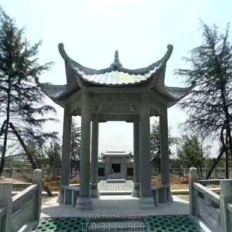 中式园林装饰摆放仿古青石凉亭雕塑