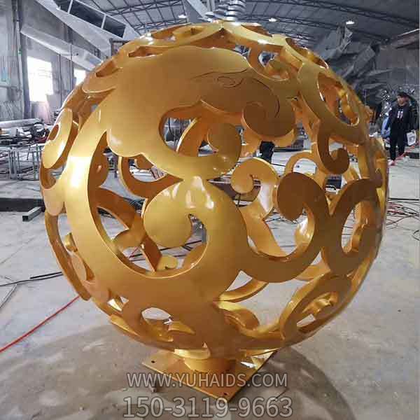 不锈钢大型不锈钢镂空喷漆大型镂空球雕塑