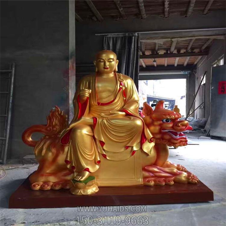 寺庙不锈钢喷金鎏金大型佛像地藏王雕塑