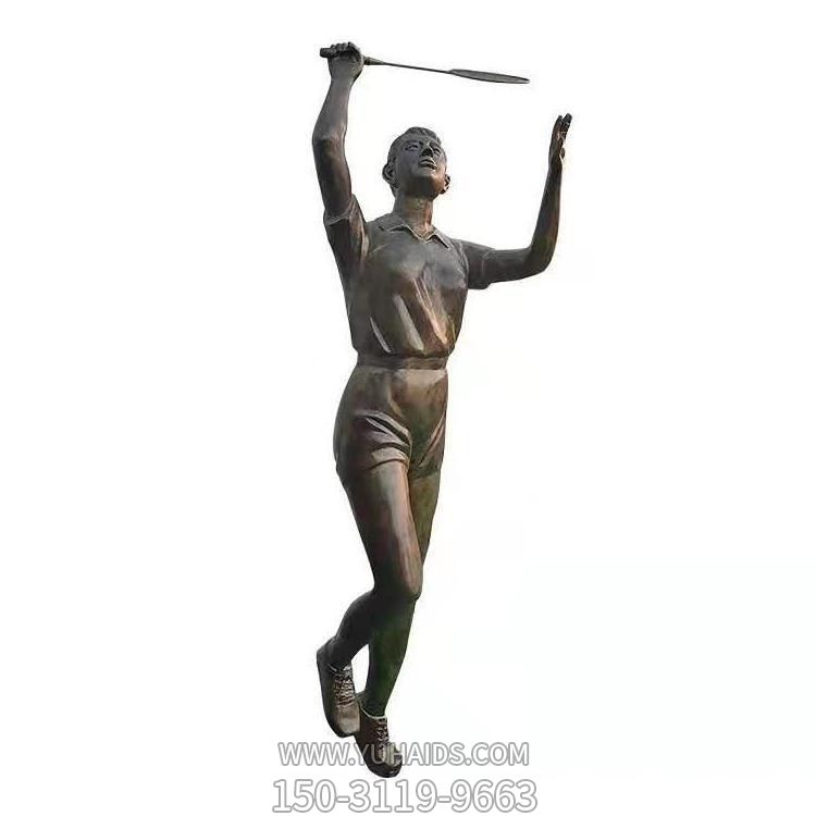 玻璃钢仿铜打网球的人物雕塑