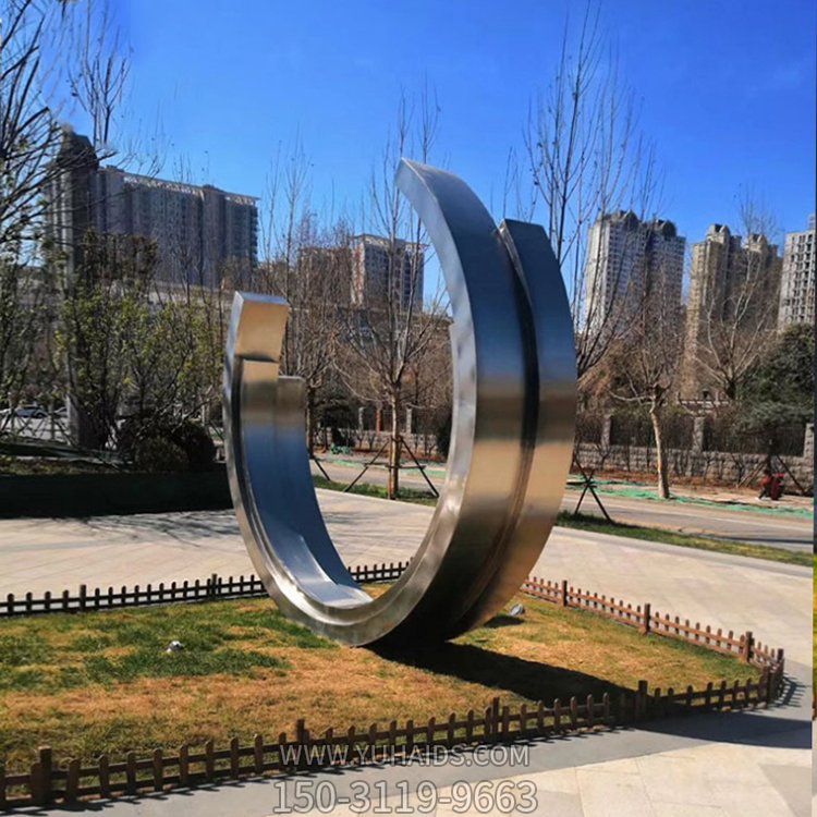户外广场不锈钢抽象圆环雕塑