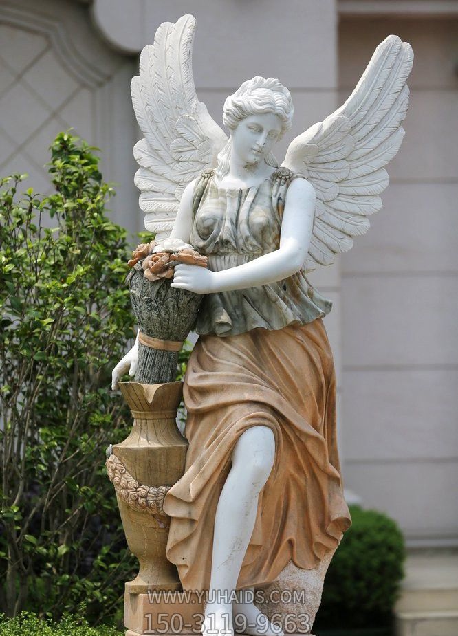 别墅景观汉白玉西方神话天使人物雕塑