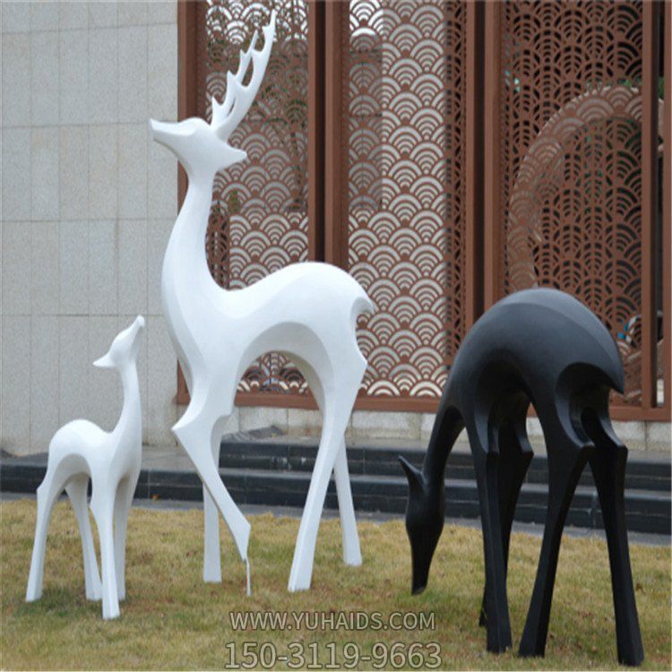 园林户外玻璃钢抽象动物景观鹿雕塑