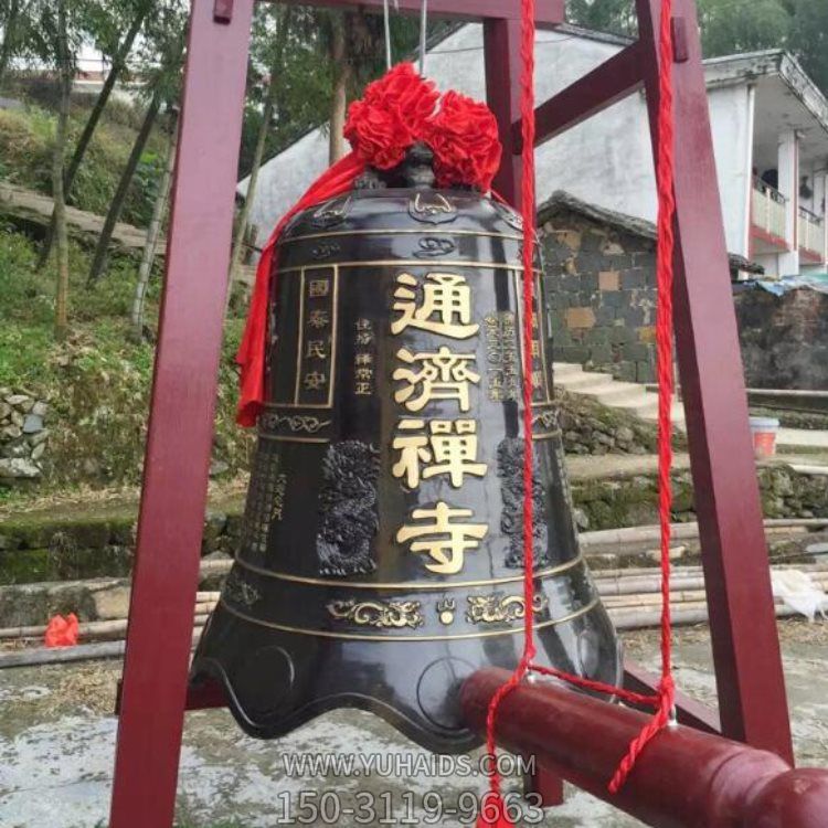 大型铜钟雕塑 户外寺庙庭院 玻璃钢仿铜喷漆仿古