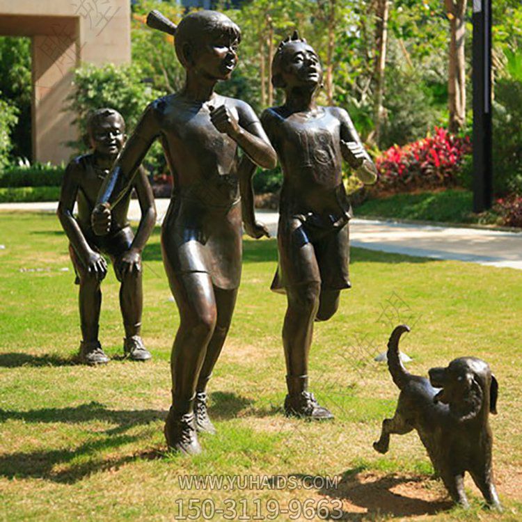 园林户外玩耍奔跑的儿童景观人物摆件雕塑
