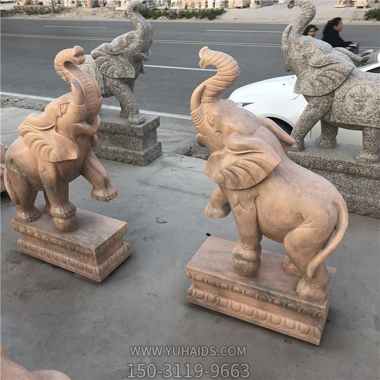 酒店门口大型石雕招财纳福大象雕塑