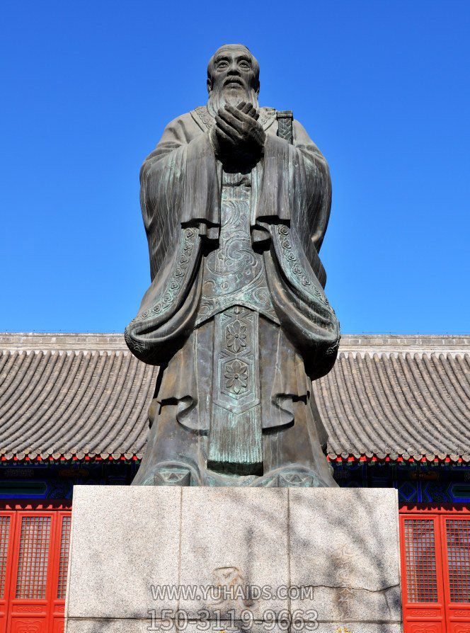 景区摆放做旧青铜孔子人物铜雕 景区摆放做旧青铜孔子人物铜雕