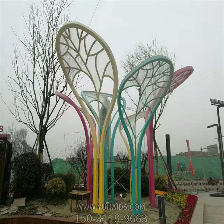 园林广场不锈钢彩绘创意景观树摆件雕塑