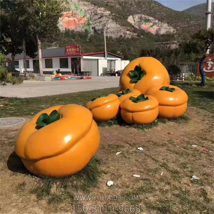 玻璃钢仿真水果柿子雕塑篮农场基地摆件 