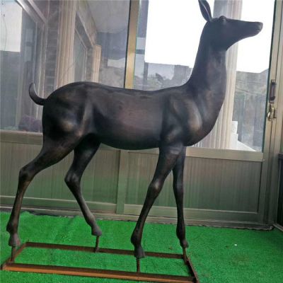 景区园林玻璃钢仿铜鹿动物雕塑