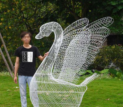 公园不锈钢创意镂空天鹅雕塑