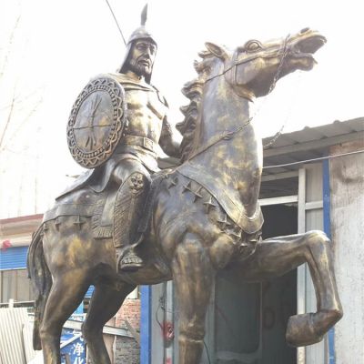 铜雕户外广场西方战士骑马的情景雕塑