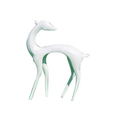 玻璃钢白色抽象回头鹿雕塑