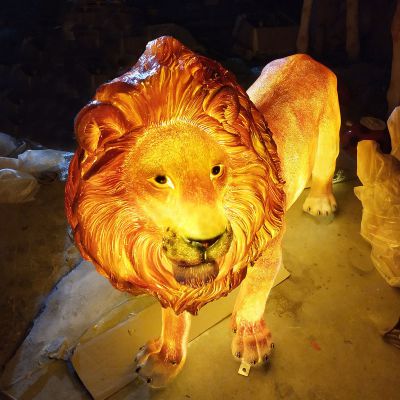 玻璃钢照明发光夜晚户外园林狮子雕塑