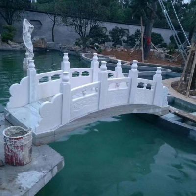 别墅室外水池造景装饰汉白玉小石拱桥雕塑