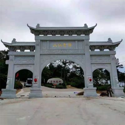 新农村建设大型中式汉白玉石雕牌坊