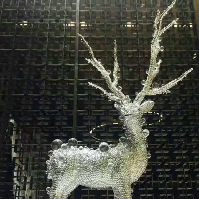 不锈钢创意鹿动物雕塑  广场亮化小品摆件
