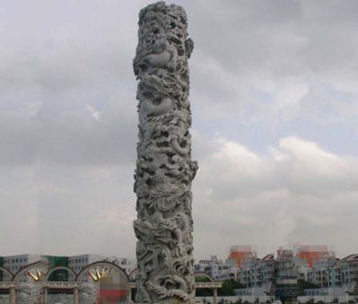 龙柱雕塑-广场景观仿古镂空盘龙柱石雕