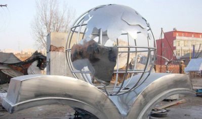 街边创意不锈钢地球仪雕塑