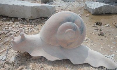 公园摆放的花岗岩石雕创意蜗牛雕塑