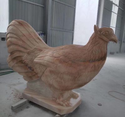 街道公园摆放的花岗石石雕创意鸡雕塑