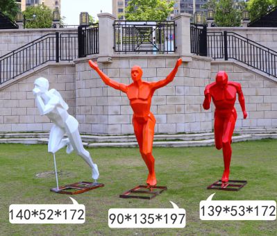 别墅园林摆放户外跑步玻璃钢运动人物雕塑