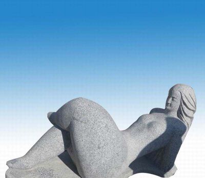 景区大理石抽象胖女孩石雕躺着的女孩雕塑