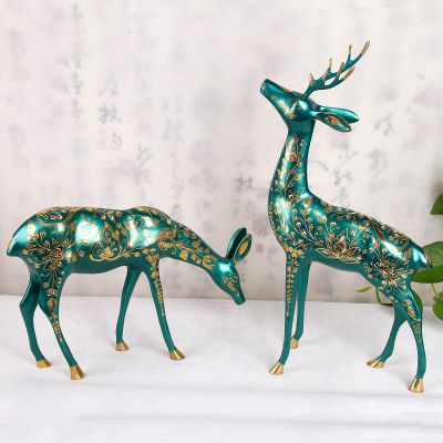 室内装饰品玻璃钢彩绘创意鹿雕塑