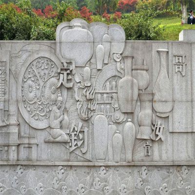 中国瓷器主题浮雕，石刻壁画