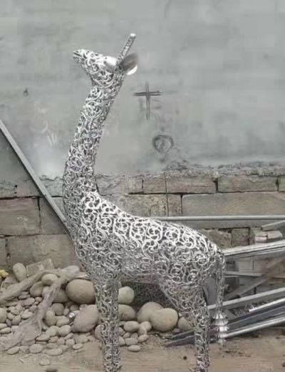 公园户外创意不锈钢梅花鹿雕塑