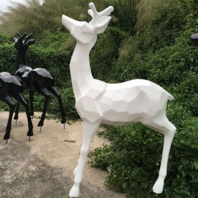 玻璃钢几何户外园林景观梅花鹿雕塑