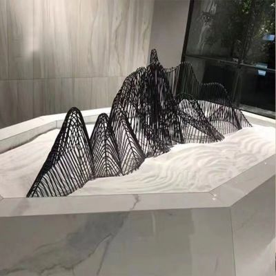 酒店大堂室内创意假山不锈钢铁艺造型