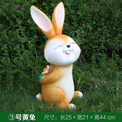 兔子雕塑-小区装饰一只黄色玻璃钢兔子雕塑