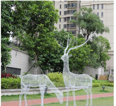 公园镂空创意户外园林景观梅花鹿雕塑