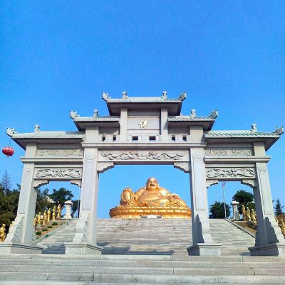 佛教寺庙景观摆放新中式三门石雕牌坊