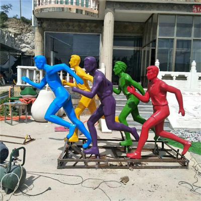 玻璃钢彩绘校园广场运动主题人物雕塑