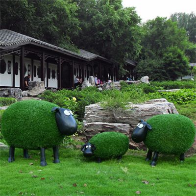 草皮肖恩羊，绿色可爱绿植动物摆件