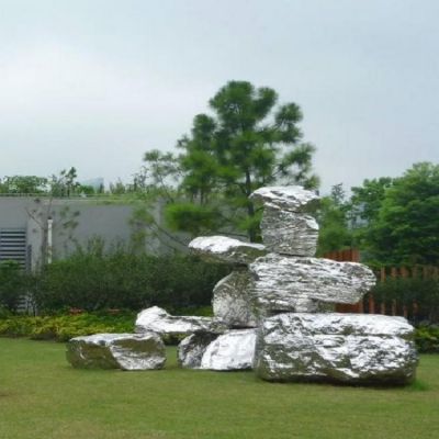 户外公园不锈钢景观石头雕塑