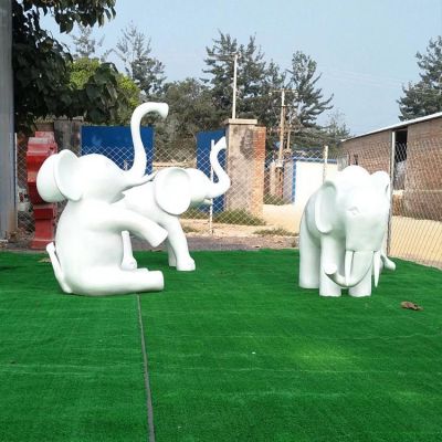 动物园公园玻璃钢抽象动物大象雕塑